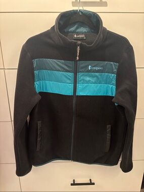 cotopaxi Black Fleece Jacket with Teal Chest Panels: SZ- M